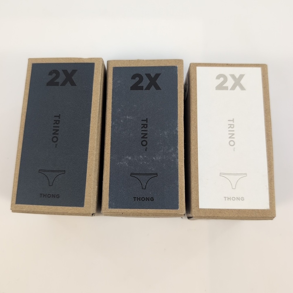 Lot of 3 NEW Allbirds Trino Thong Underwear Storm Nimbus Merino Wool Size 2X
